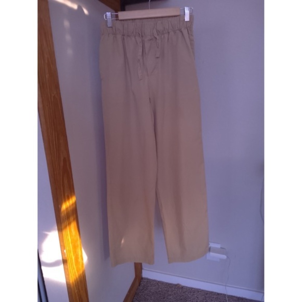 Boii Mens Khaki Tan Elastic Waist Drawstring Straight Leg Pants Size S